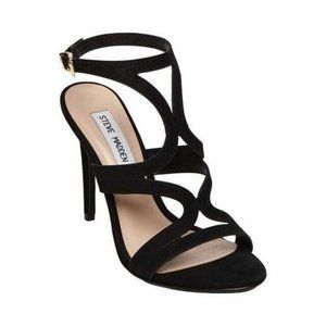 Steve Madden Sidney Dress Sandal Heels, Black Nubuck, Women's Size 6